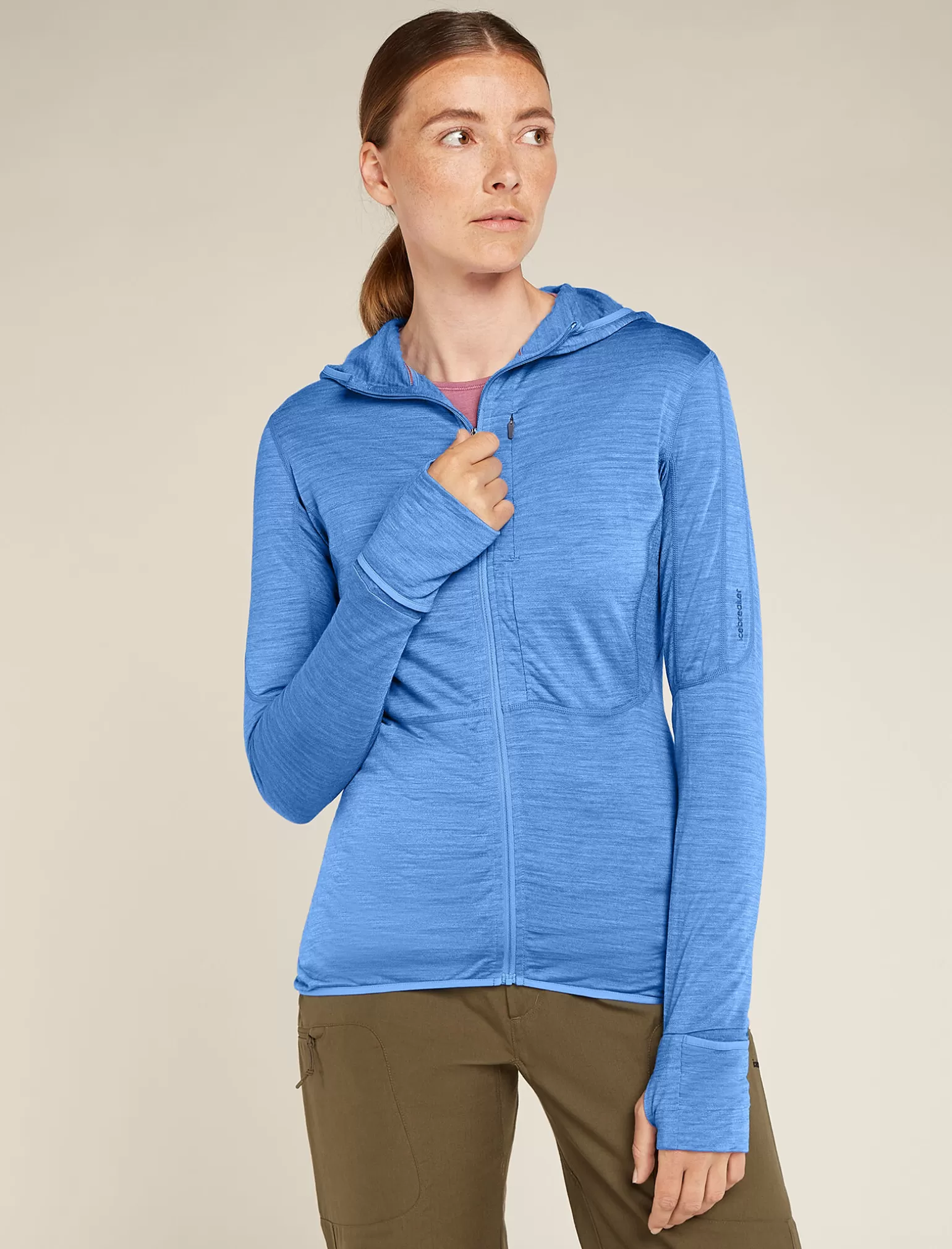 Women Icebreaker Women's Merino Blend 200 Realfleece™ Descender Long Sleeve Zip Hoodie