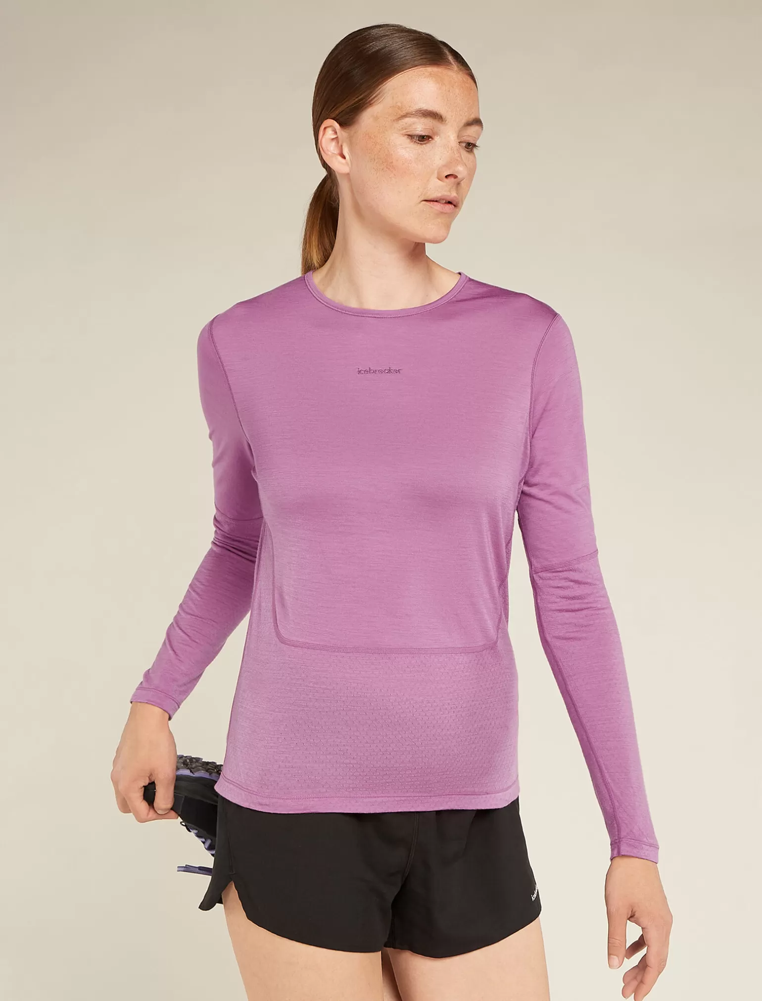 Women Icebreaker Women's Merino Blend 125 ZoneKnit™ Energy Wind Long Sleeve T-Shirt